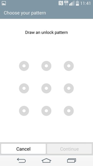 Draw an unlock pattern and select Continue