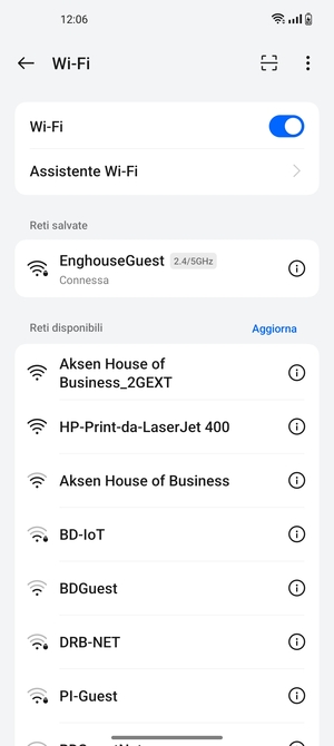 Ora sei connesso alla rete Wi-Fi