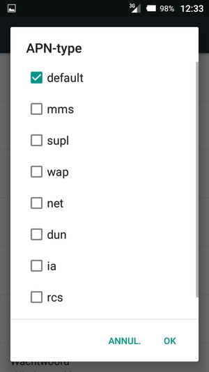 Vink het selectievakje default aan en selecteer OK