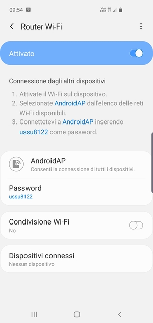 Il telefono è ora pronto per essere usato come modem