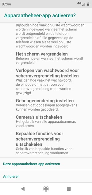 Scroll naar en selecteer Deze apparaatbeheer-app activeren