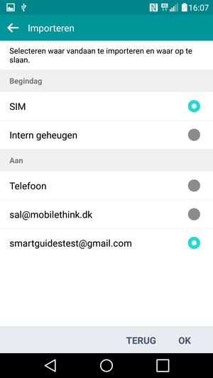 Selecteer de simkaart