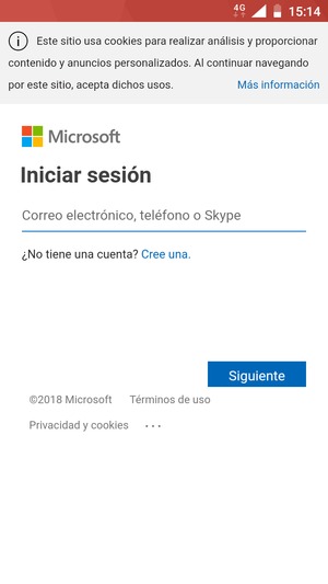 Introduzca su Dirección de correo electrónico y seleccione Siguiente