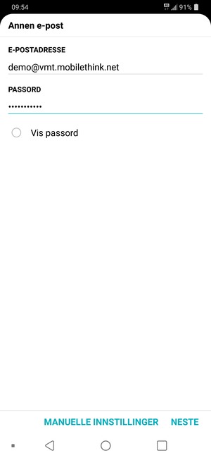 Skriv inn e-postadresse og passord. Velg NESTE