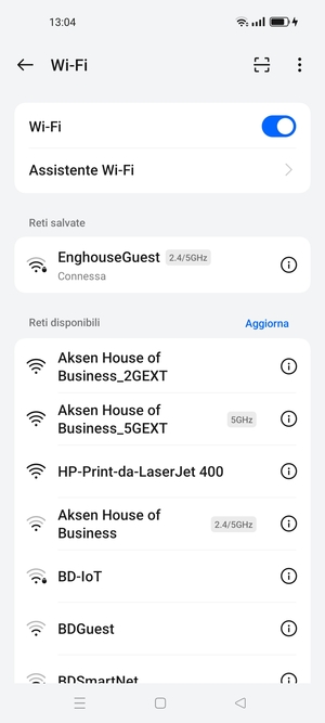 Ora sei connesso alla rete Wi-Fi