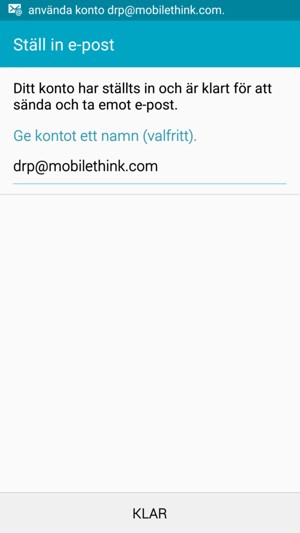 Ge ditt konto ett namn och välj KLAR