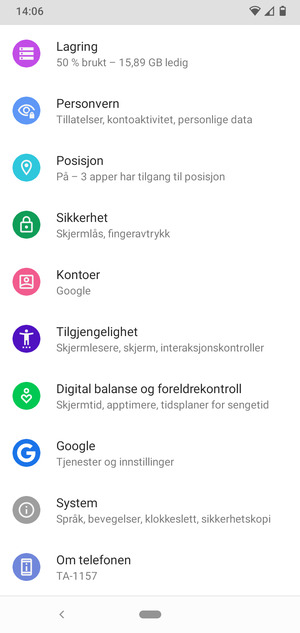 Bla til og velg Sikkerhet