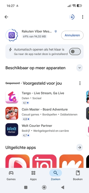 Wacht tot het installatieproces beëindigd is