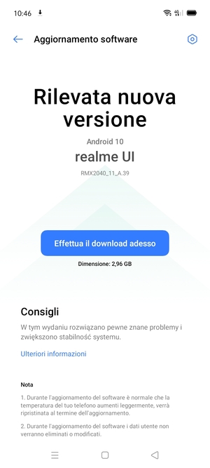 Se il tuo telefono non è aggiornato, segui le istruzioni sullo schermo.