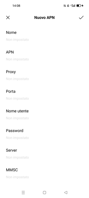 Inserisci le informazioni di Internet