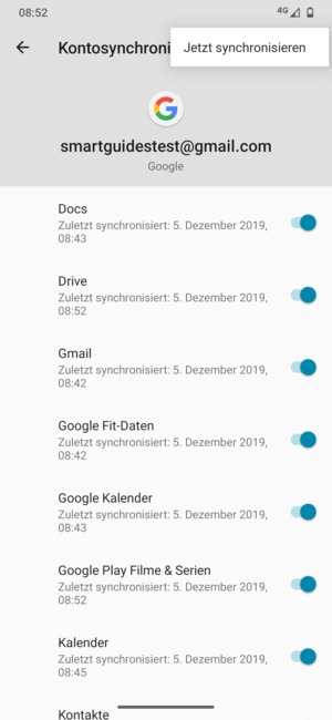 Wählen Sie Jetzt synchronisieren