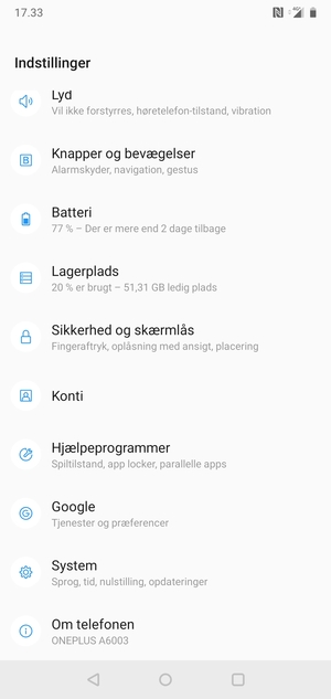 Vend tilbage til menuen Indstillinger og vælg Konti
