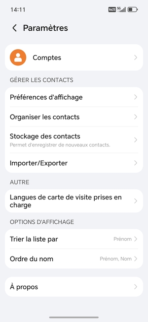 Sélectionnez Importer/Exporter