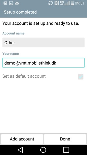 Give your account a name and enter your name. Select Done