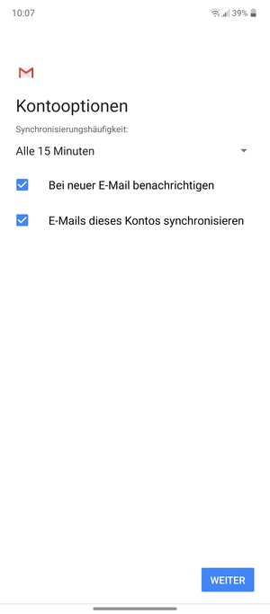 Wählen Sie WEITER