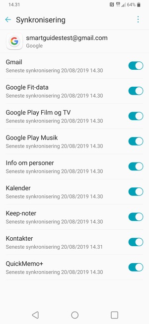 Kontroller at Kontakter er valgt
