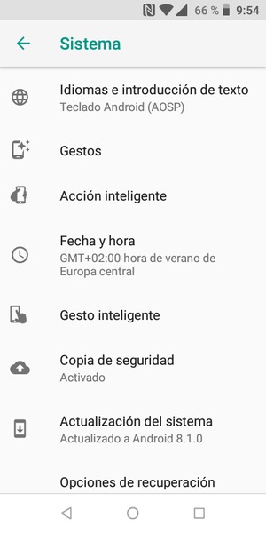 Seleccione Actualización del sistema