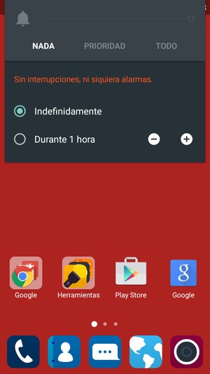 Seleccione NADA para cambiar al modo silencio