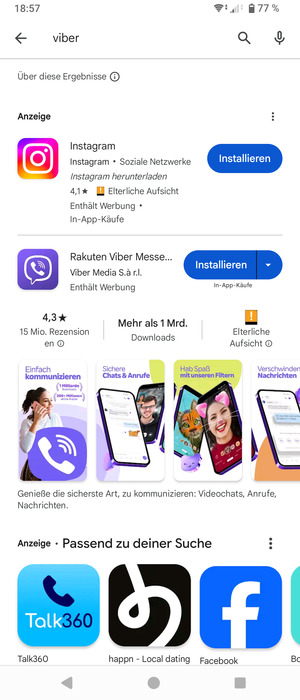 Wählen Sie die App