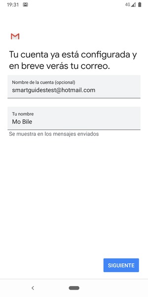 Déle a su cuenta un nombre y escriba su nombre. Seleccione SIGUIENTE