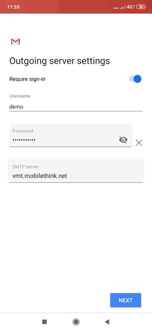 Enter Outgoing server address