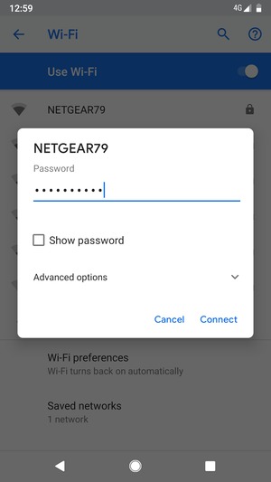 Enter the Wi-Fi password and select CONNECT