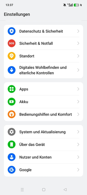 Scrollen Sie und wählen Sie System und Aktualisierung