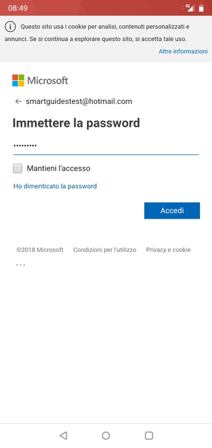 Inserisci la tua password e seleziona Accedi
