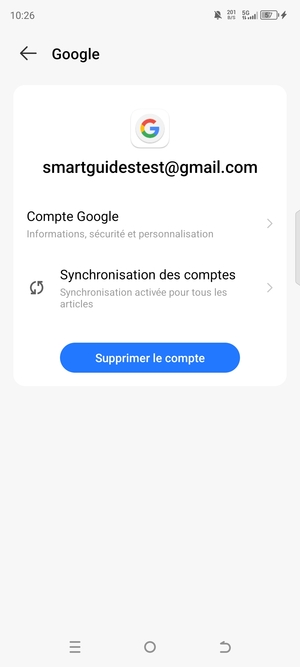 Sélectionnez Synchronisation des comptes
