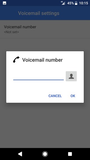Enter the Voicemail number and select OK