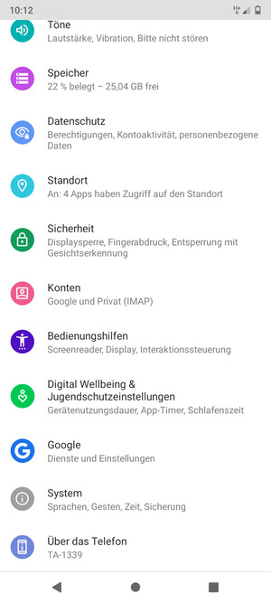 Scrollen Sie und wählen Sie System