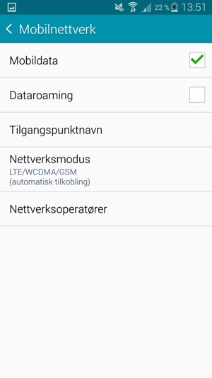 Velg Nettverksmodus