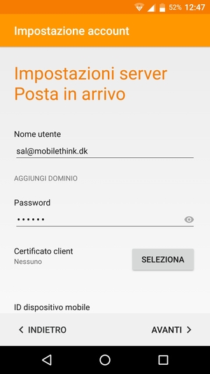 Inserisci Nome utente