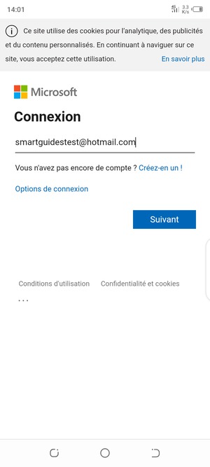 Saisissez votre adresse Hotmail et sélectionnez Suivant