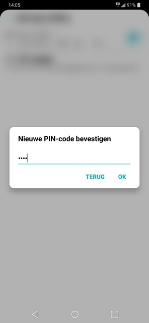 Bevestig uw nieuwe pincode en selecteer OK