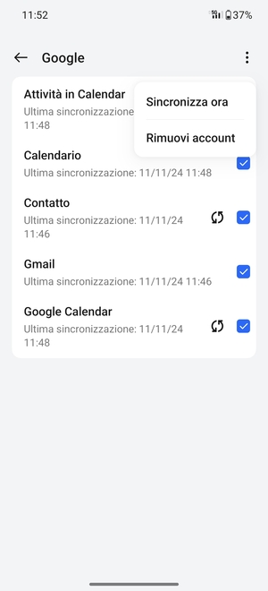 Seleziona Sincronizza ora