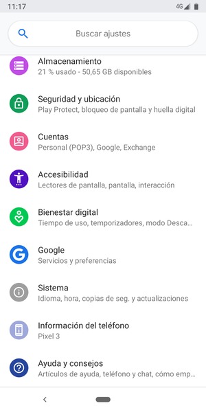 Desplácese y seleccione Seguridad y ubicación