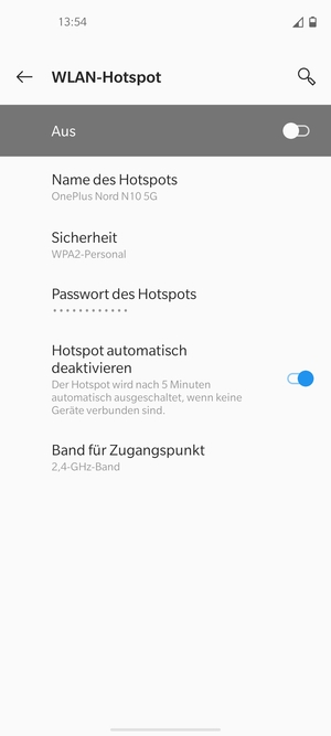 Wählen Sie Passwort des Hotspots