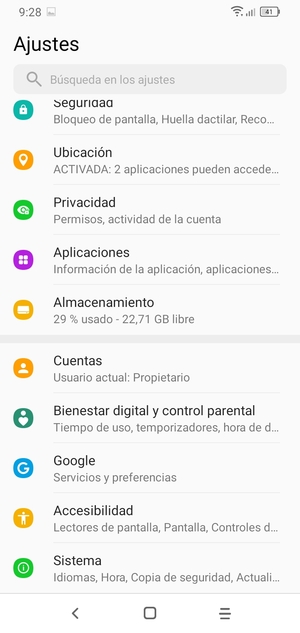 Desplácese y seleccione Cuentas
