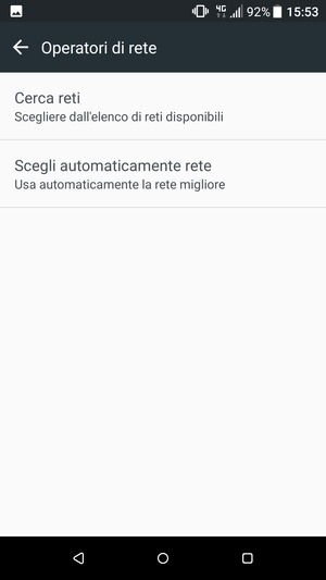 Seleziona Cerca reti