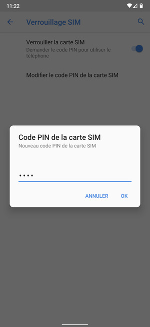 Saisissez votre Nouveau code PIN de la carte SIM et sélectionnez OK