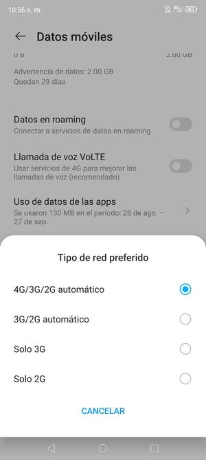 Seleccione la opción deseada