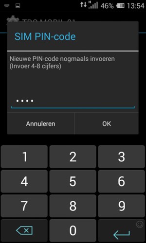 Bevestig uw Nieuwe SIM PIN-code en selecteer OK