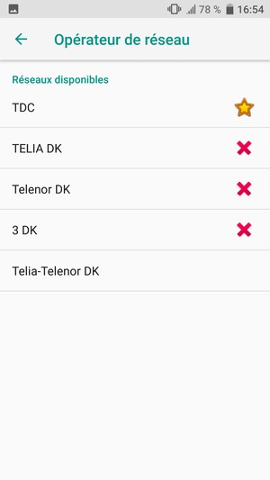 Sélectionnez un opérateur réseau dans la liste