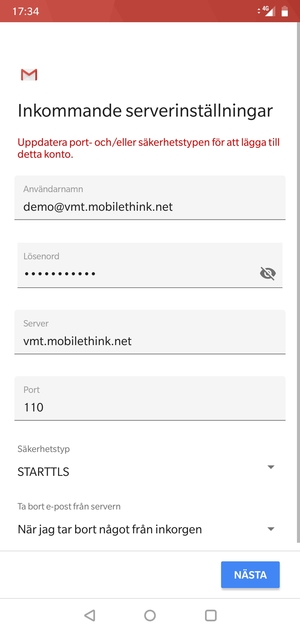 Välj Säkerhetstyp