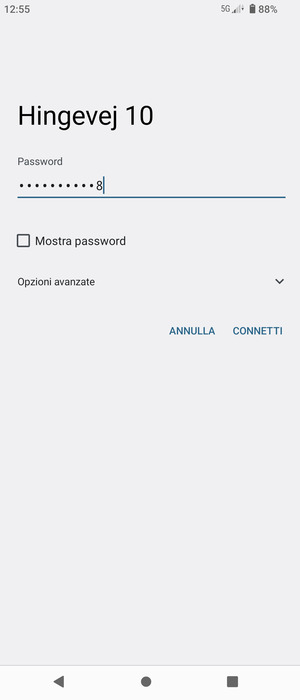 Inserisci la password del Wi-Fi e seleziona CONNETTI