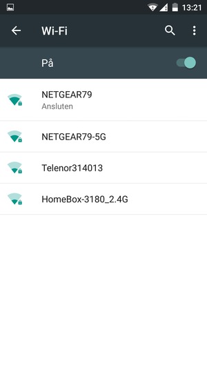Du är nu ansluten till Wi-Fi nätverket