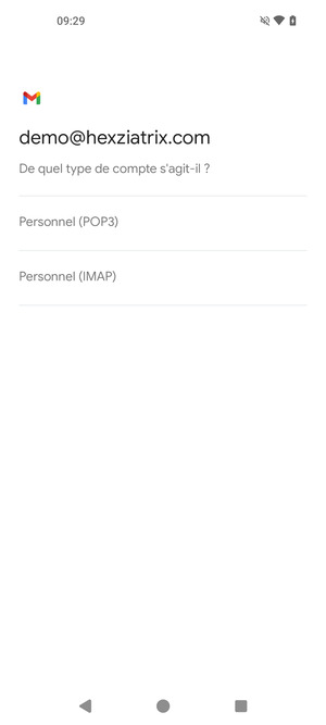 Sélectionnez Personnel (POP3) ou Personnel (IMAP)