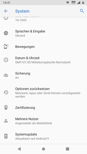 Wählen Sie Systemupdate