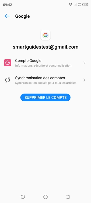 Sélectionnez Synchronisation des comptes